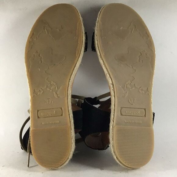 Anthropologie Maypol womens espadrille lace up sandals black size EU 37 US 7 - Picture 7 of 8